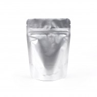 4.0" x 5.5" x 2.5" Silver Mylar Foil Stand Up Pouch with Zip Seal and Tear Notch (1,000/Case) - AR025Z